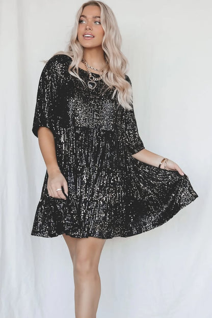Vinca | All-Over Sequin Tiered Mini Cocktail Dress