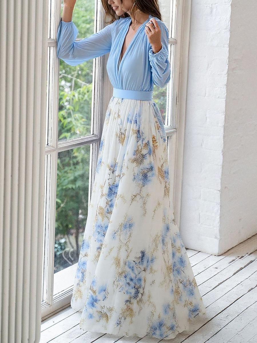 Mireva | Floral V-Neck Maxi Dress