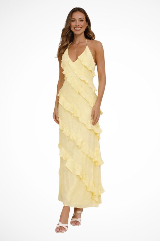 Freya | Halter Ruffle Summer Maxi Dress
