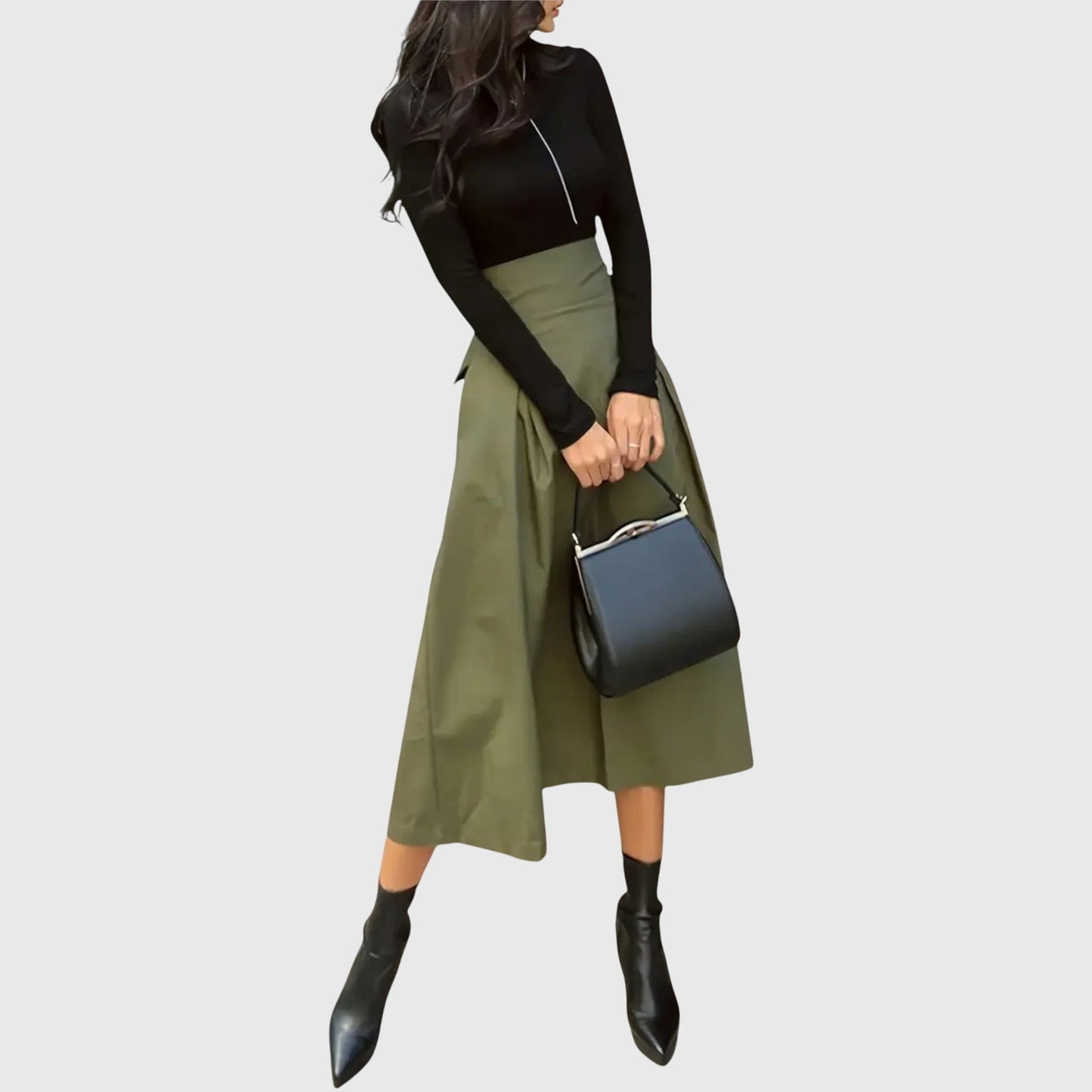 Elina | Belted A-Line Midi Skirt