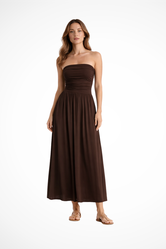 Isadora | Strapless Pleated Maxi Dress