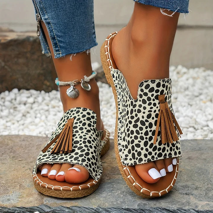 Maïté | Tasseled Flat Slide Sandals