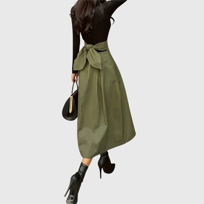 Elina | Belted A-Line Midi Skirt