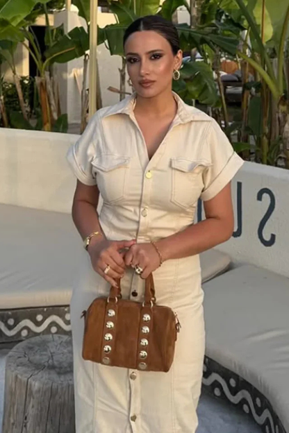 Nadine | Button Front Midi Shirt Dress
