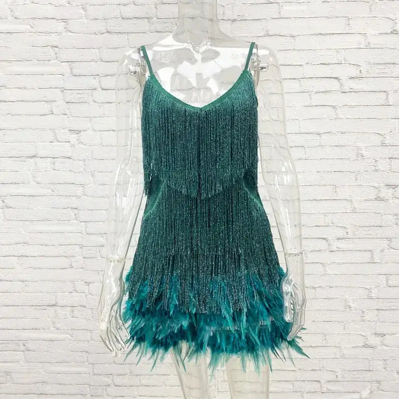 Fleur | Pink Feather Sequin Mini Dress