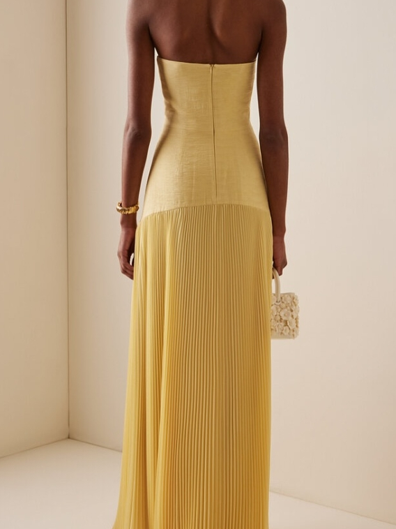 Sorelle | Strapless Pleated Maxi Dress