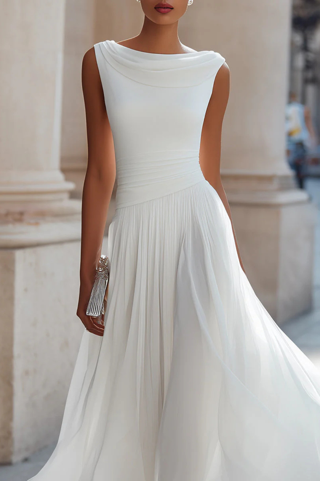 Seraphina | Draped Pleated Midi Dress