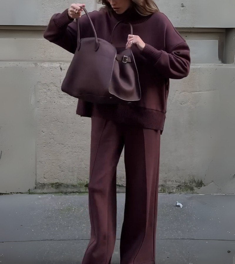Ingeborg | High-Neck Top & Wide-Leg Trouser Set