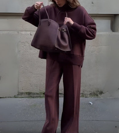 Ingeborg | High-Neck Top & Wide-Leg Trouser Set