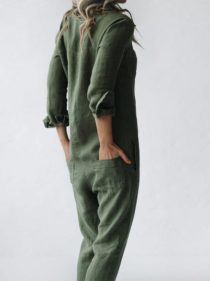 Renelle | Button-Front Utility Jumpsuit