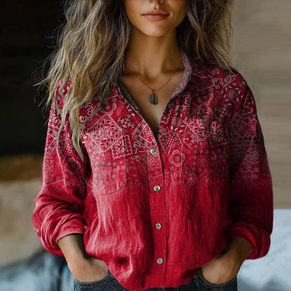 Hermine | Bohemian Print Long-Sleeve Blouse
