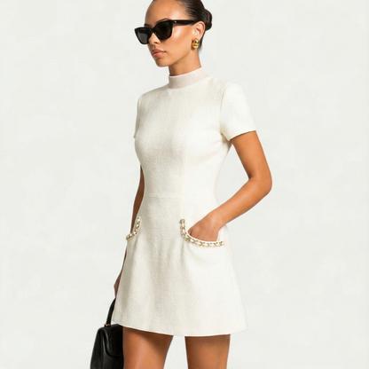 Anouk | Pearl-Trim Cocktail Mini Dress