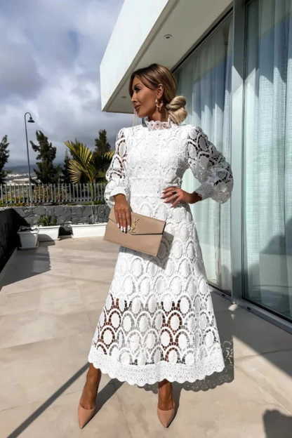 Mathilde | Long Sleeve Lace Midi Dress