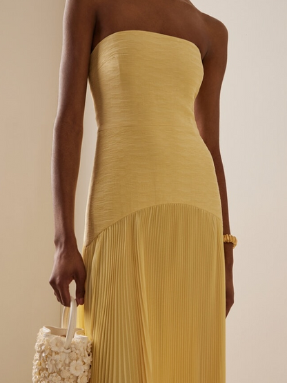 Sorelle | Strapless Pleated Maxi Dress