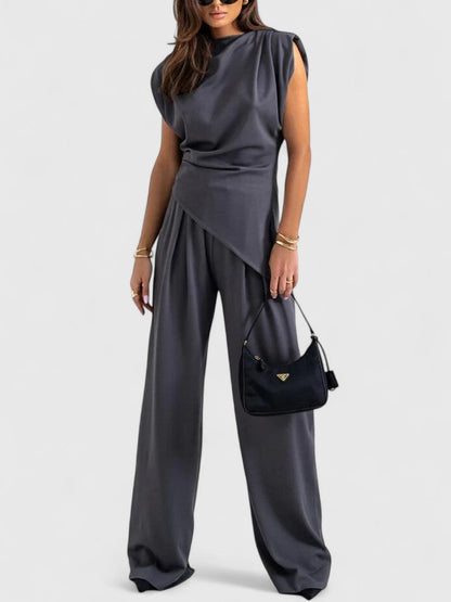 Sharon | Asymmetric Top & Wide Leg Pants Set