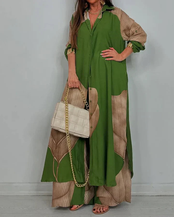 Calista | Collared Shirt & Wide-Leg Pants Set