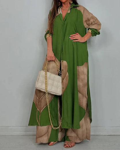 Calista | Collared Shirt & Wide-Leg Pants Set