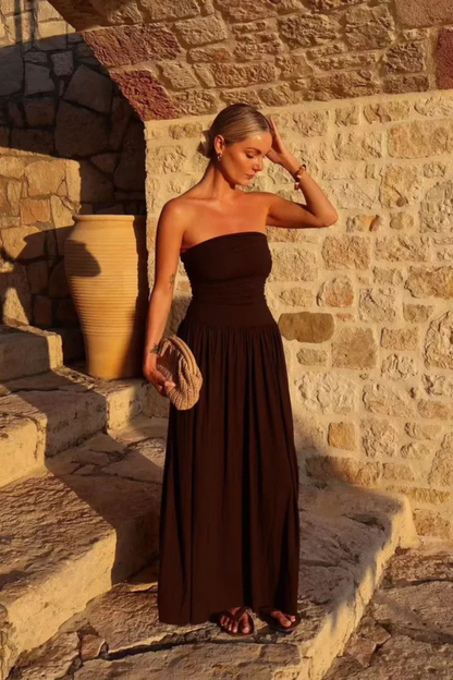 Isadora | Strapless Pleated Maxi Dress