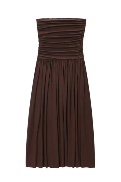 Celina | Strapless Pleated Maxi Dress