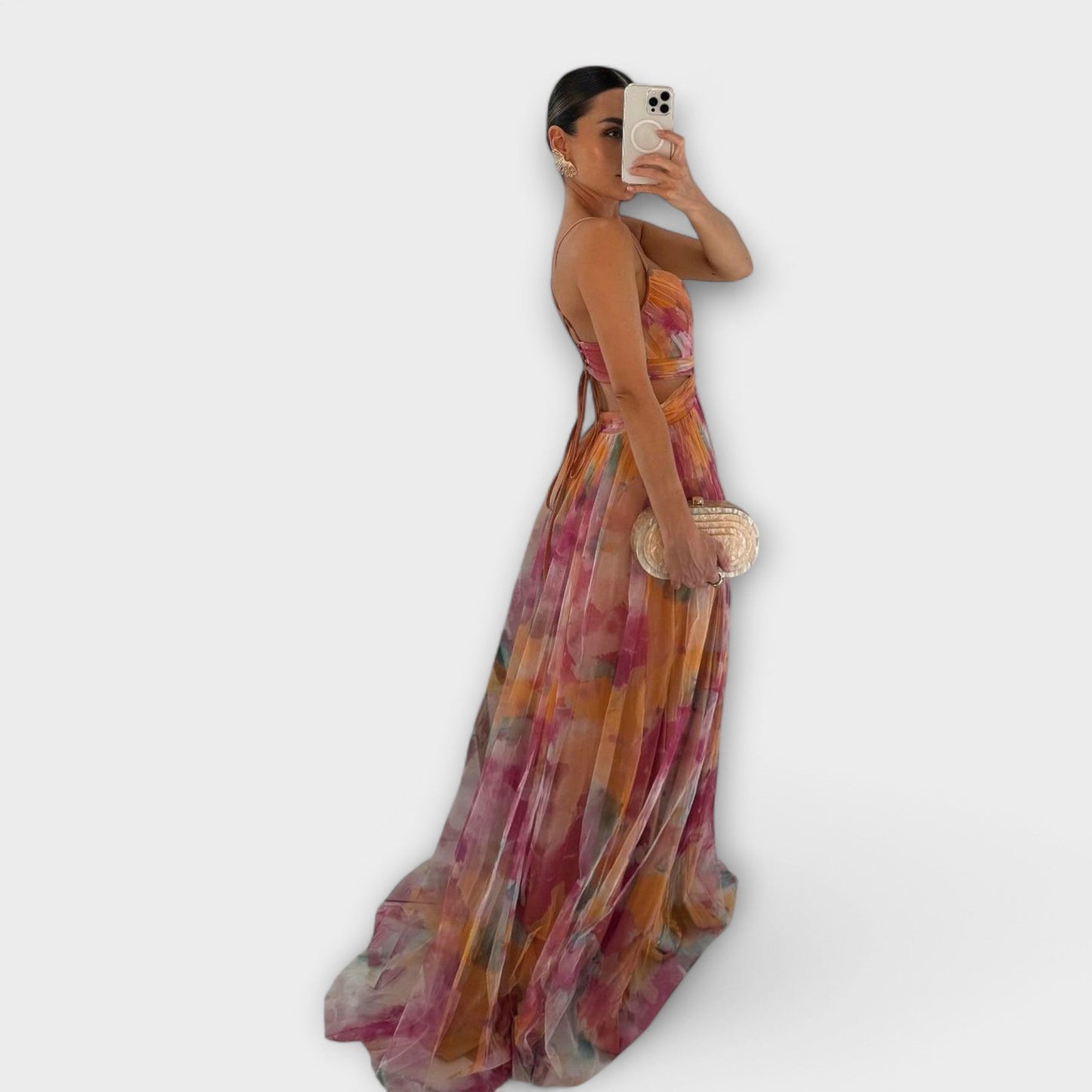 Nova | Printed Mesh Prom Maxi Dress