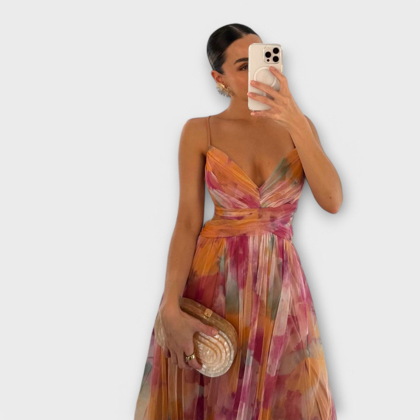 Nova | Printed Mesh Prom Maxi Dress