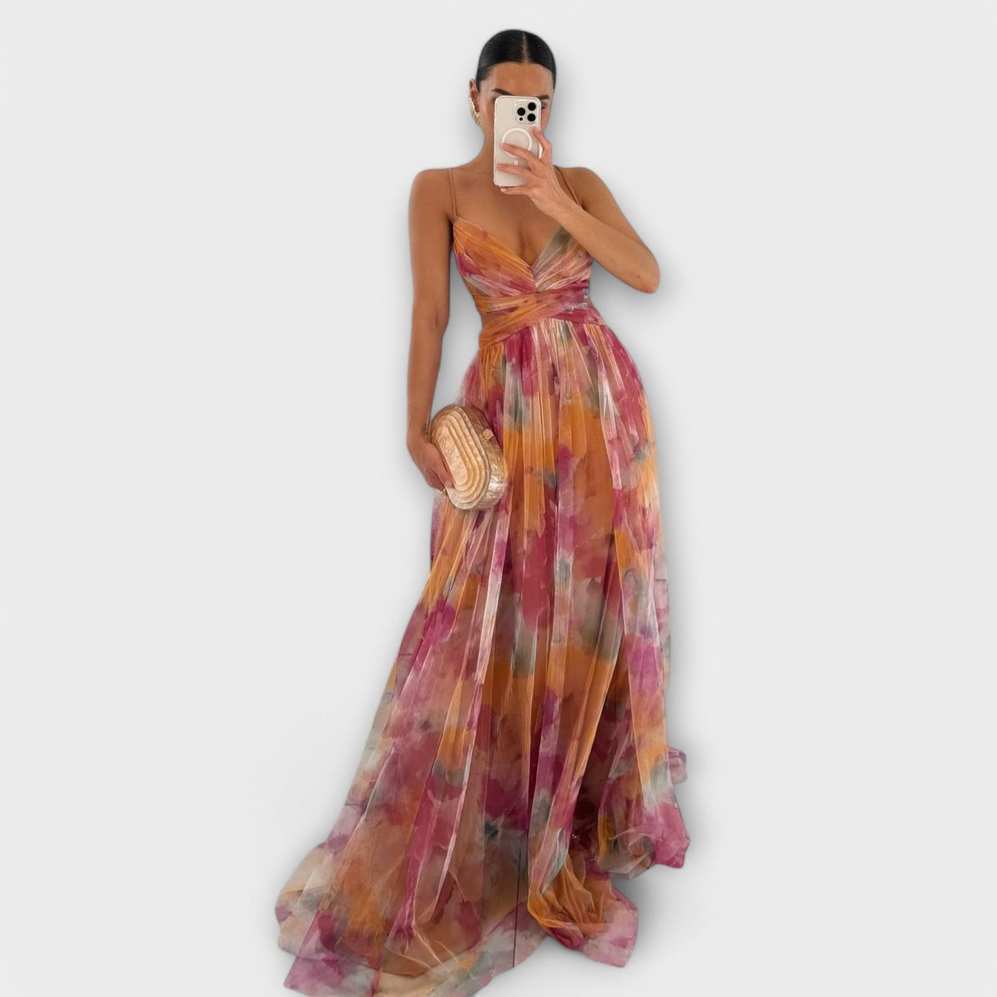 Nova | Printed Mesh Prom Maxi Dress