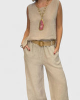 Cleo | Sleeveless Top & Belted Wide Leg Pants Set
