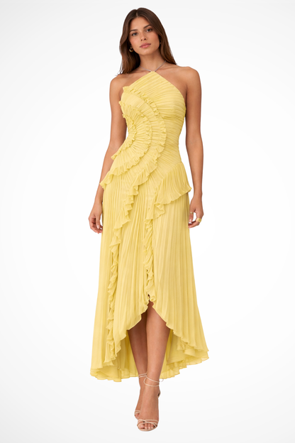 Celeste | Halter Ruffle Maxi Dress