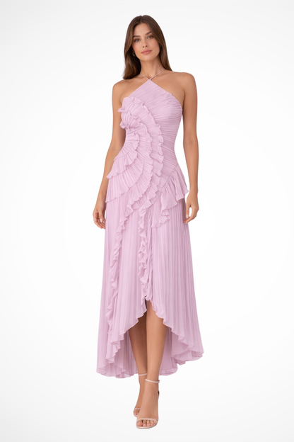 Dahlia | Ruffle Halter Wedding Guest Maxi Dress