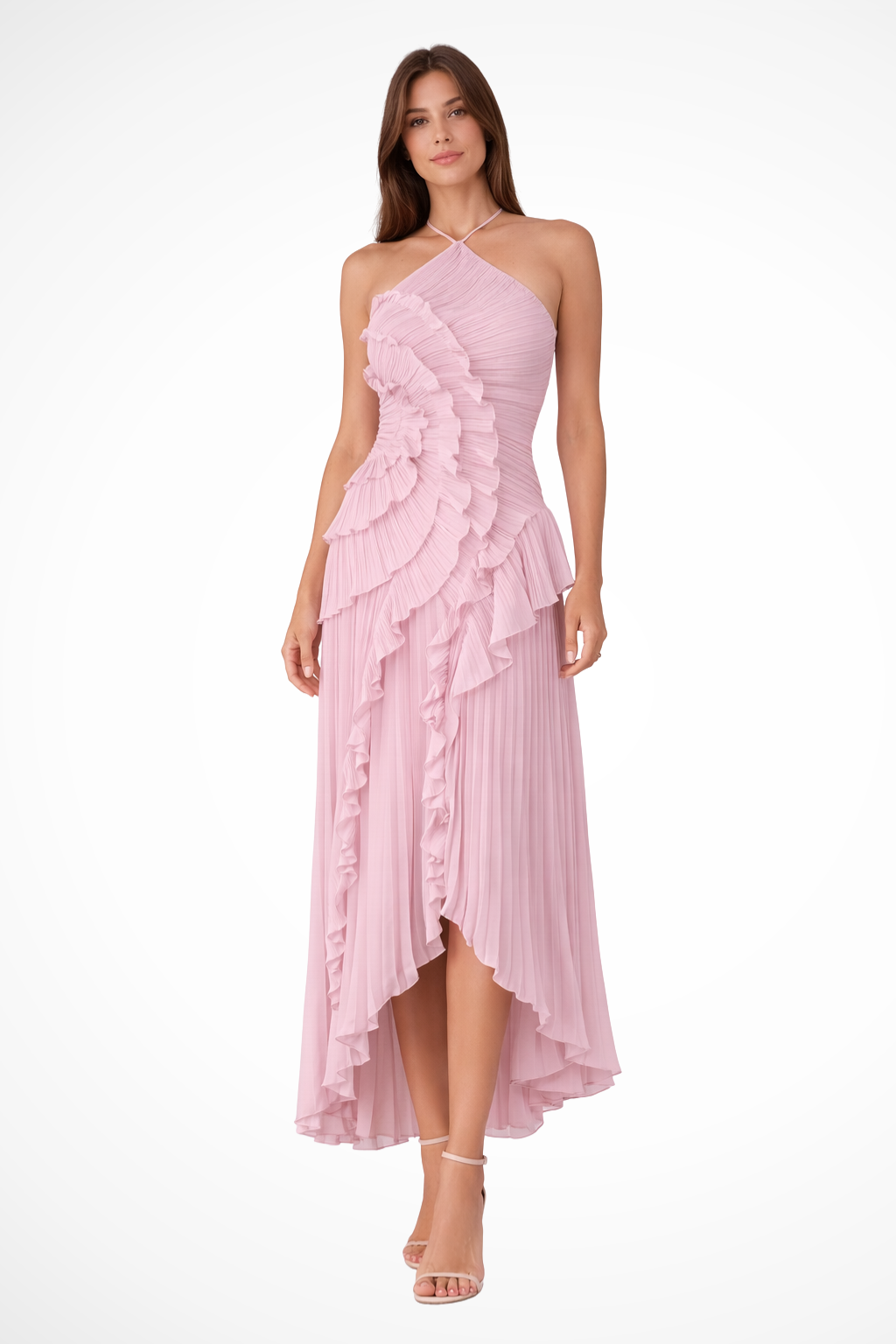 Dahlia | Ruffle Halter Wedding Guest Maxi Dress