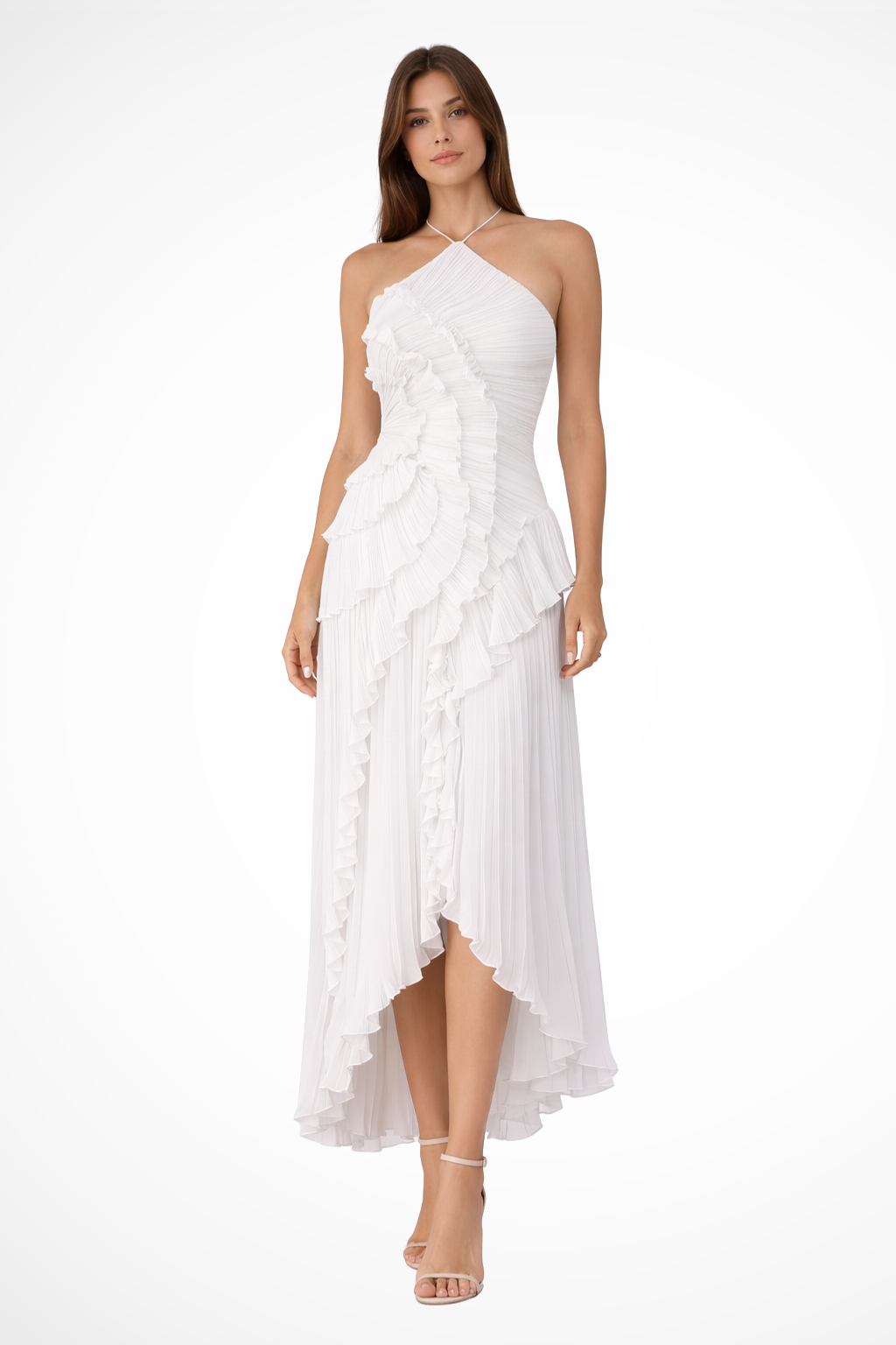 Dahlia | Ruffle Halter Wedding Guest Maxi Dress