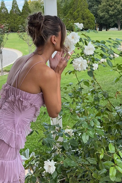 Dahlia | Ruffle Halter Wedding Guest Maxi Dress