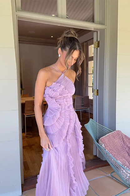 Dahlia | Ruffle Halter Wedding Guest Maxi Dress