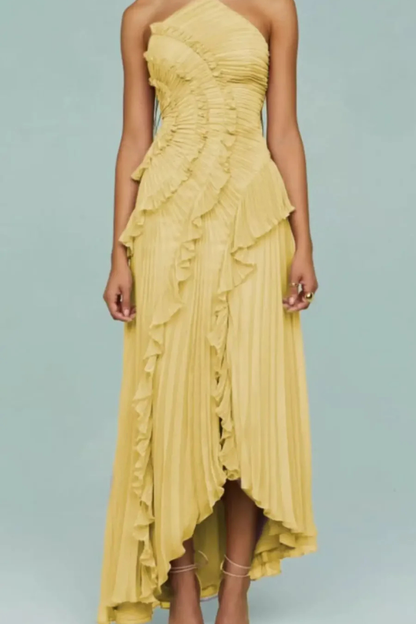 Celeste | Halter Ruffle Maxi Dress