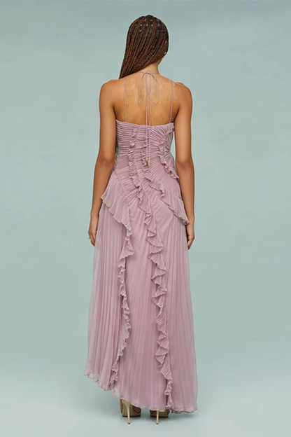 Celeste | Halter Ruffle Maxi Dress