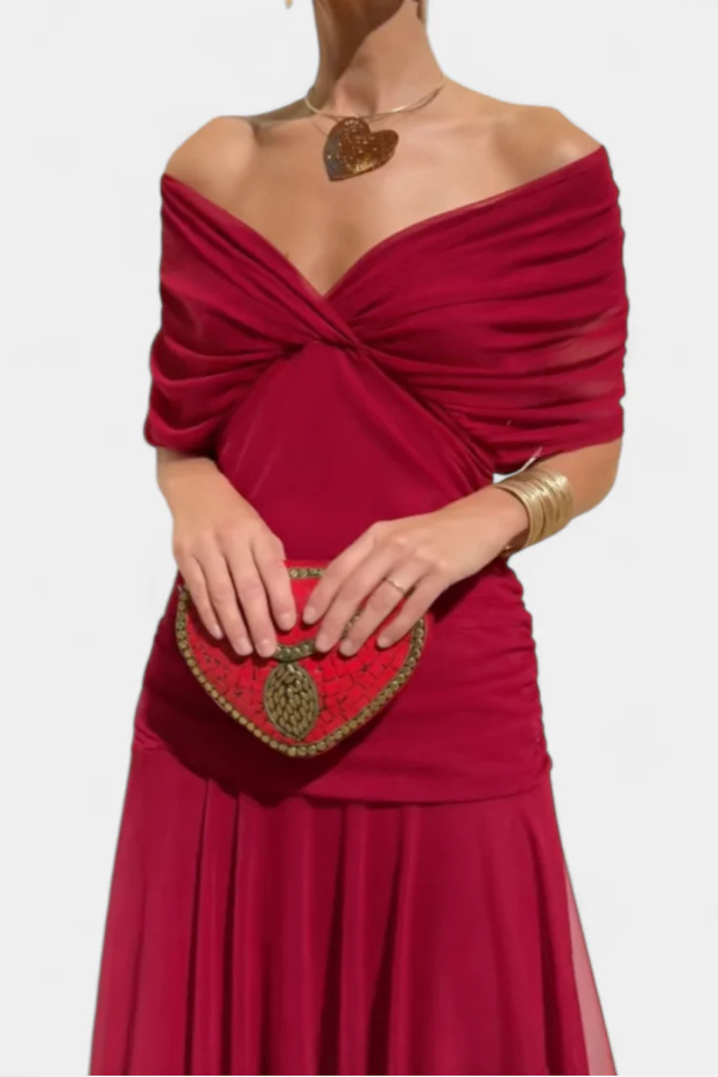 Leona | Off Shoulder Pleated Midi Dress