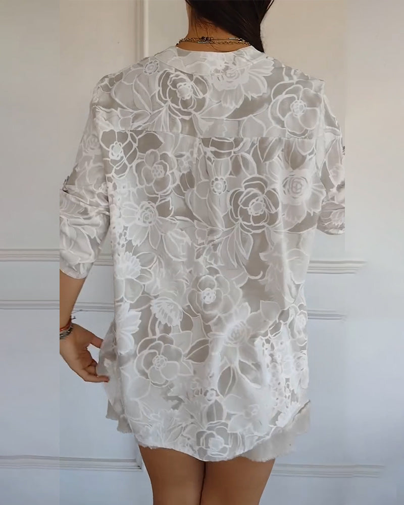 Bellina | Floral Print Blouse With Rolled Sleeves