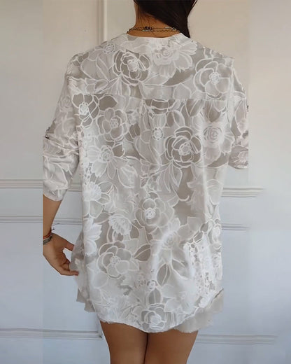 Bellina | Floral Print Blouse With Rolled Sleeves