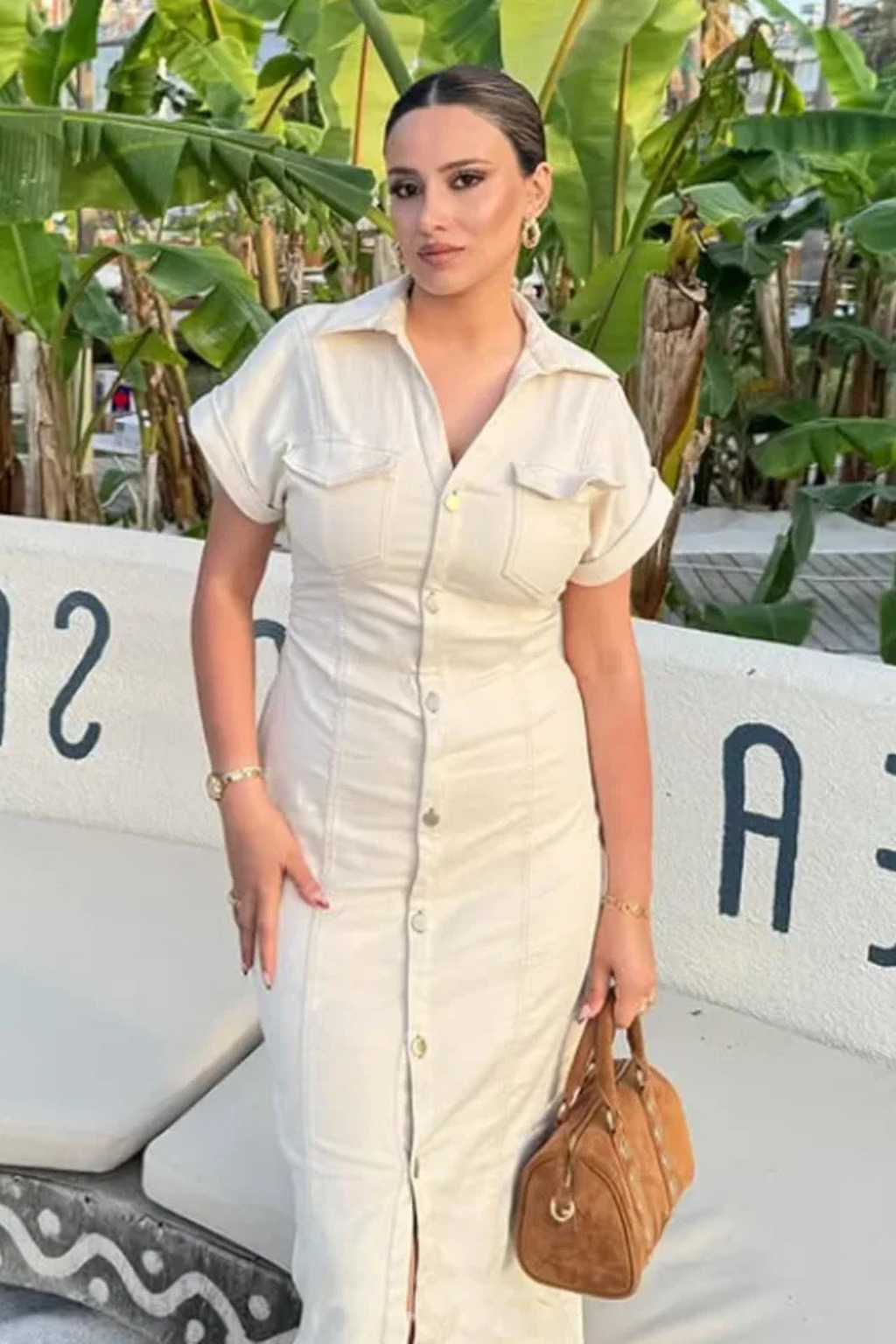 Nadine | Button Front Midi Shirt Dress