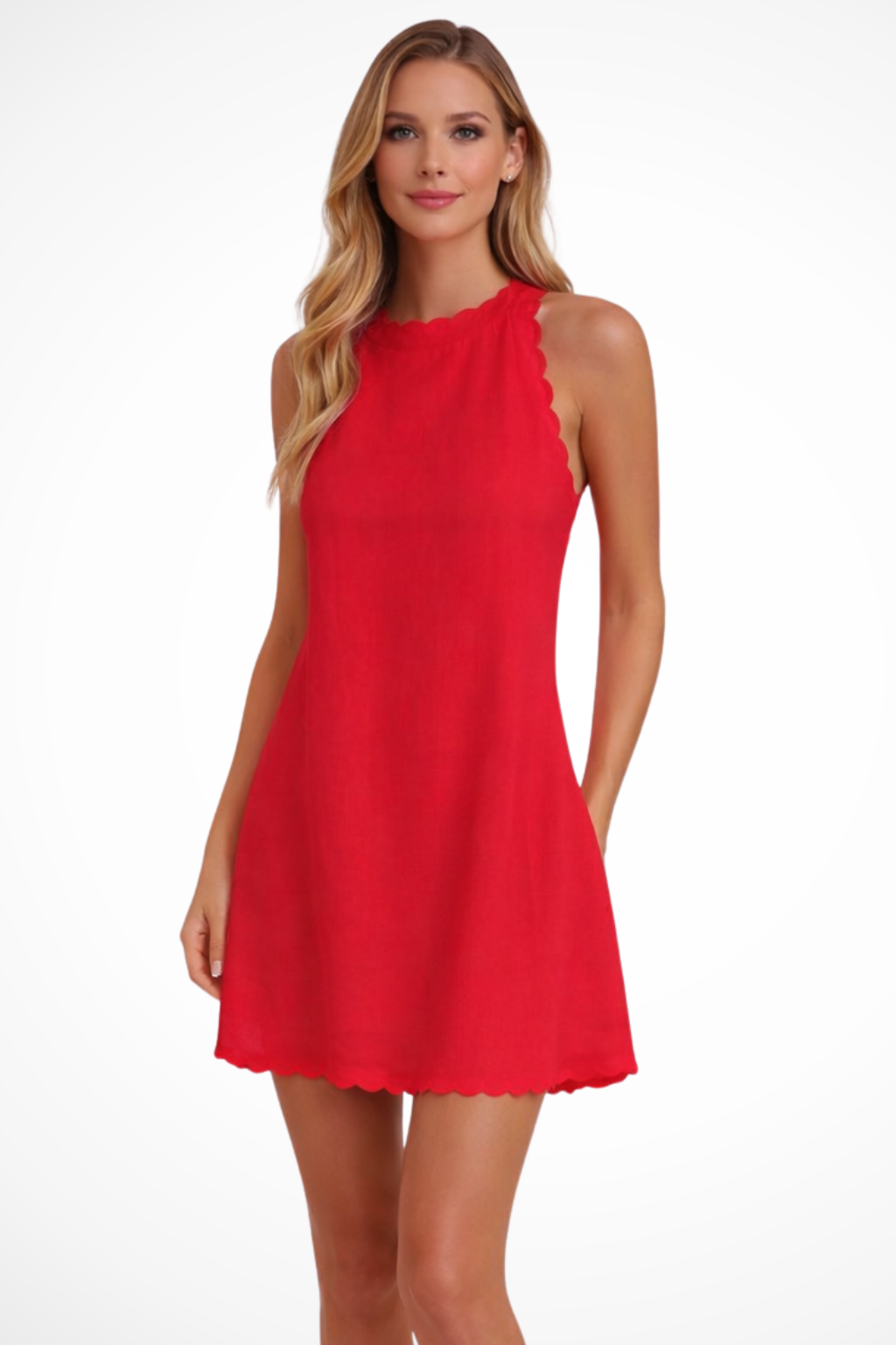 Eloise | Sleeveless Scallop Hem Mini Dress