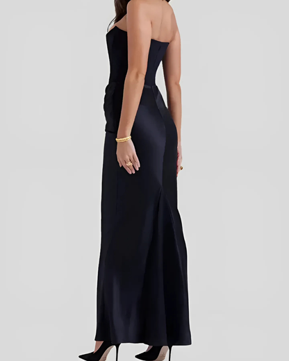 Estée | Strapless Draped Wedding Guest Maxi Dress