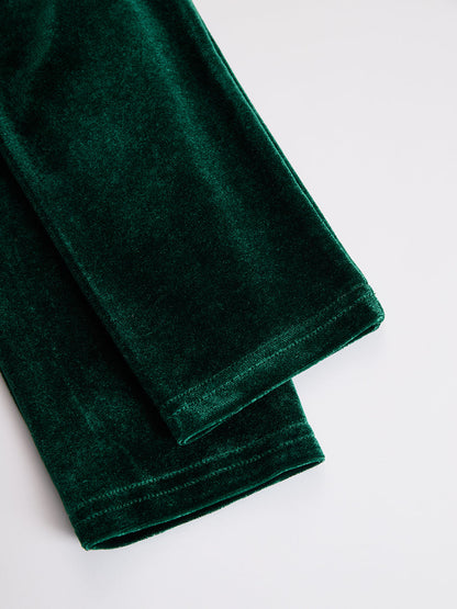 Velloré | Ruffle Neck Long Sleeve Velvet Midi Dress