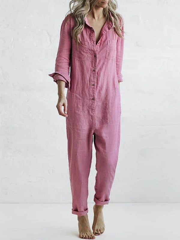 Renelle | Button-Front Utility Jumpsuit