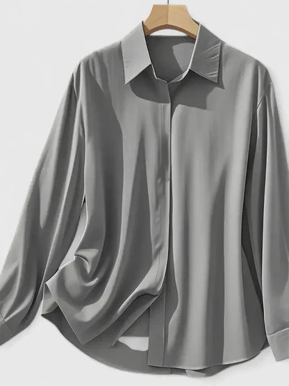 Annalise | Button Down Blouse With Curved Hem