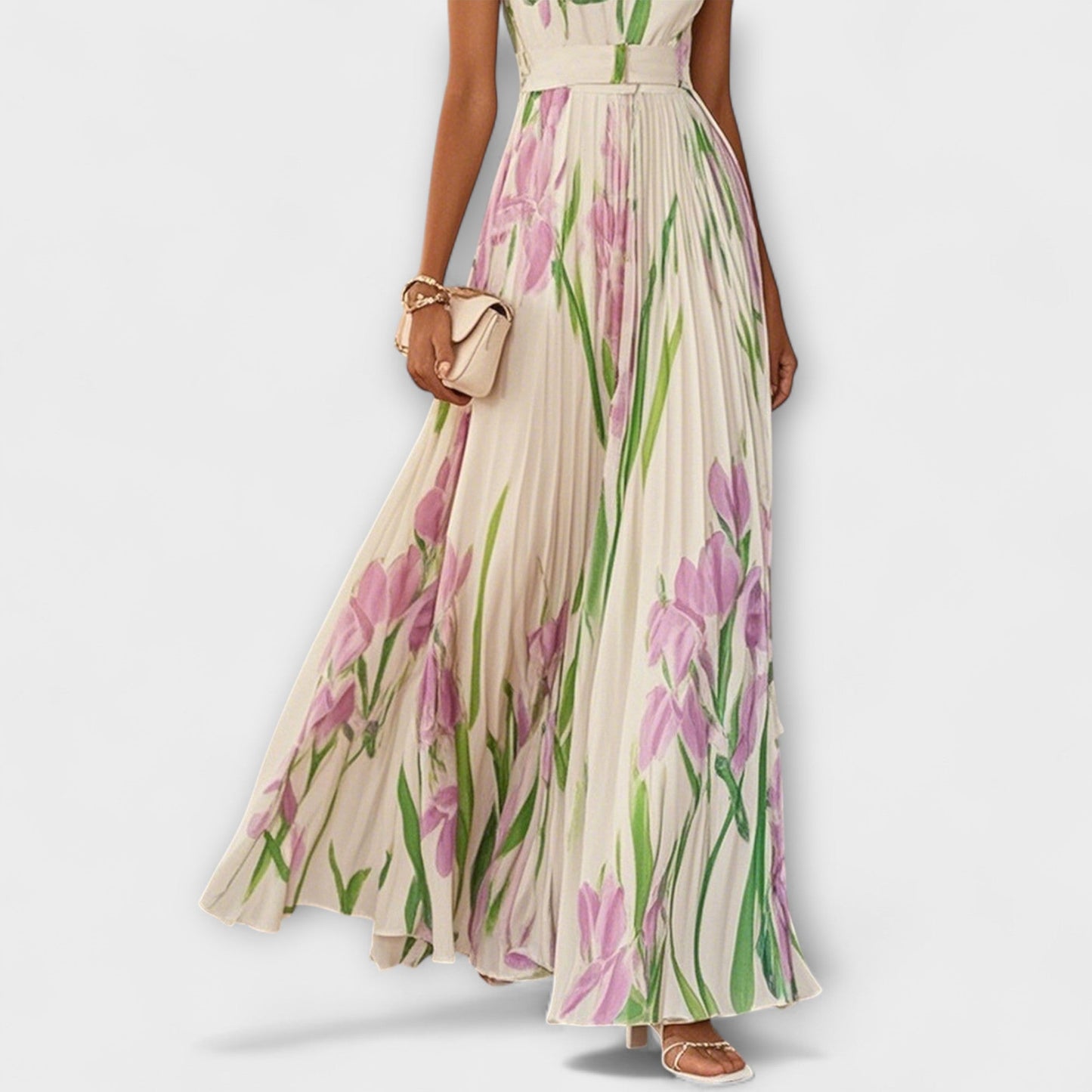 Josephine | Square Neck Floral A-Line Prom Midi Dress