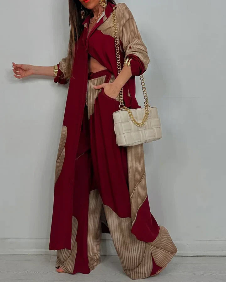 Calista | Collared Shirt & Wide-Leg Pants Set