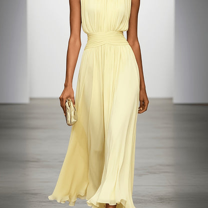 Rosemary | Ruched Waist Pleated Wedding Guest Maxi Dress
