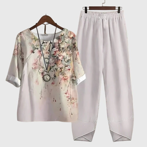 Mariella | Printed Top & Tapered Pants Set