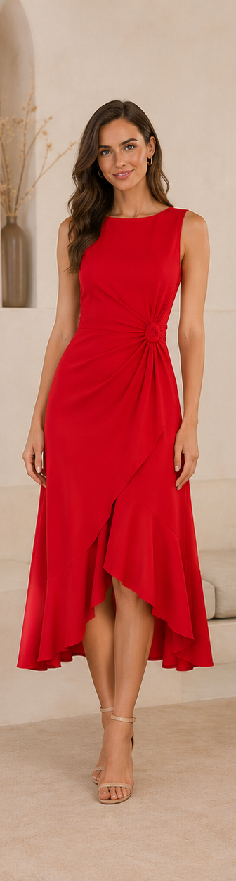 Anaïs | Draped Asymmetric Midi Dress