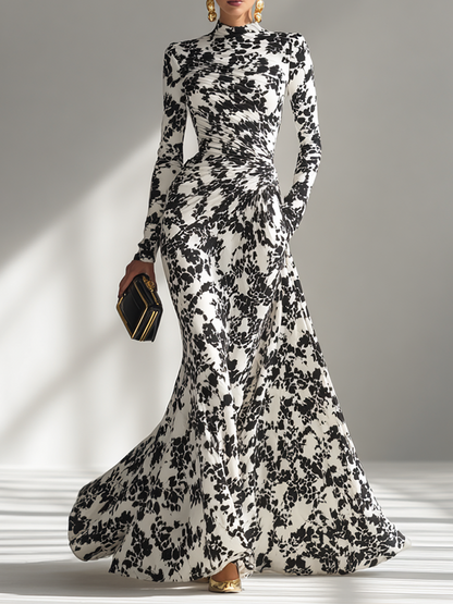 Corinne | High-Neck Floral Print Maxi Dress